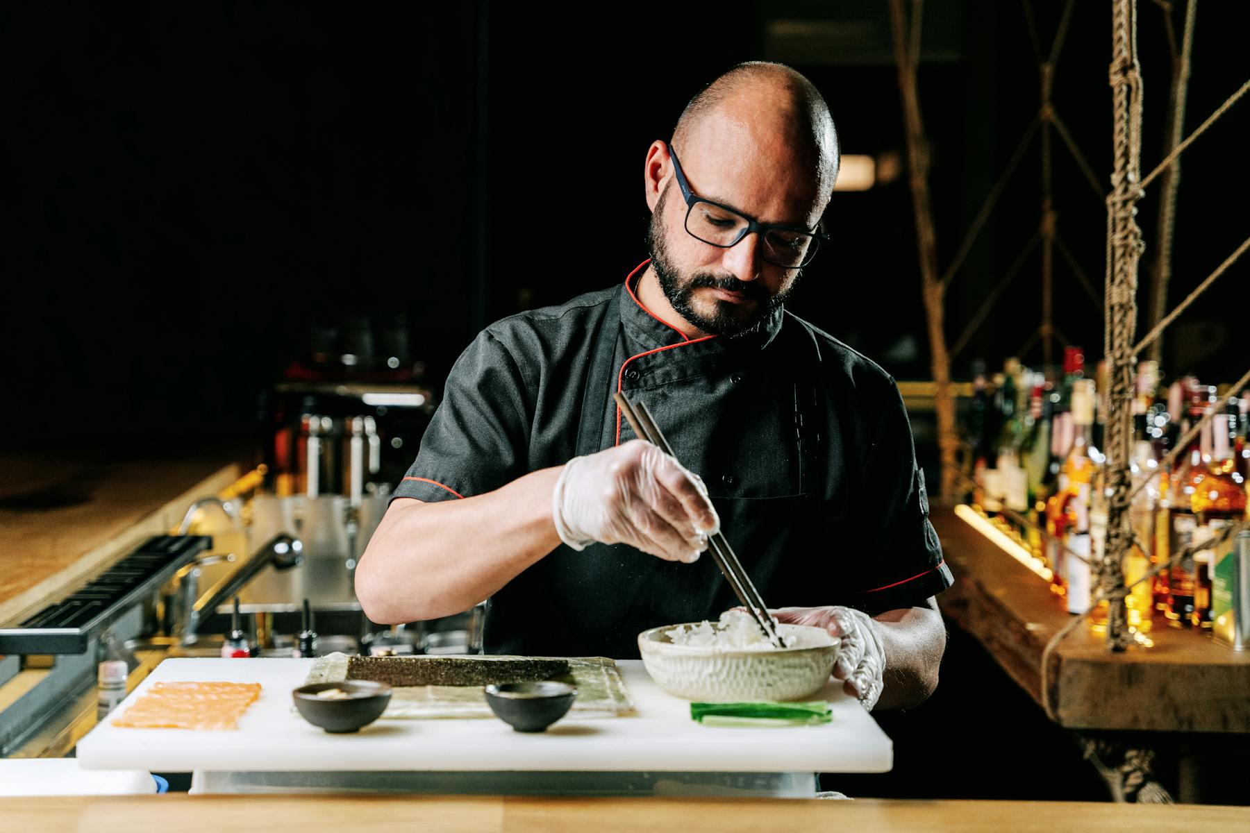 Chef at work, close detail